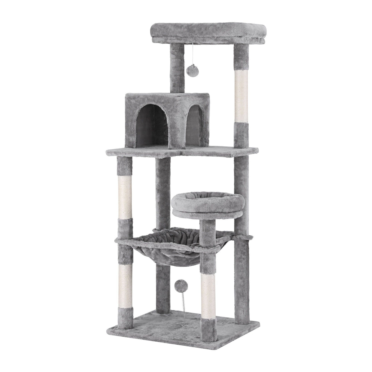 i.Pet Cat Tree 143cm Tower Scratching Post Trees Scratcher Condo House Grey-Pet Care > Cat Supplies > Cat Scratching Posts-PEROZ Accessories