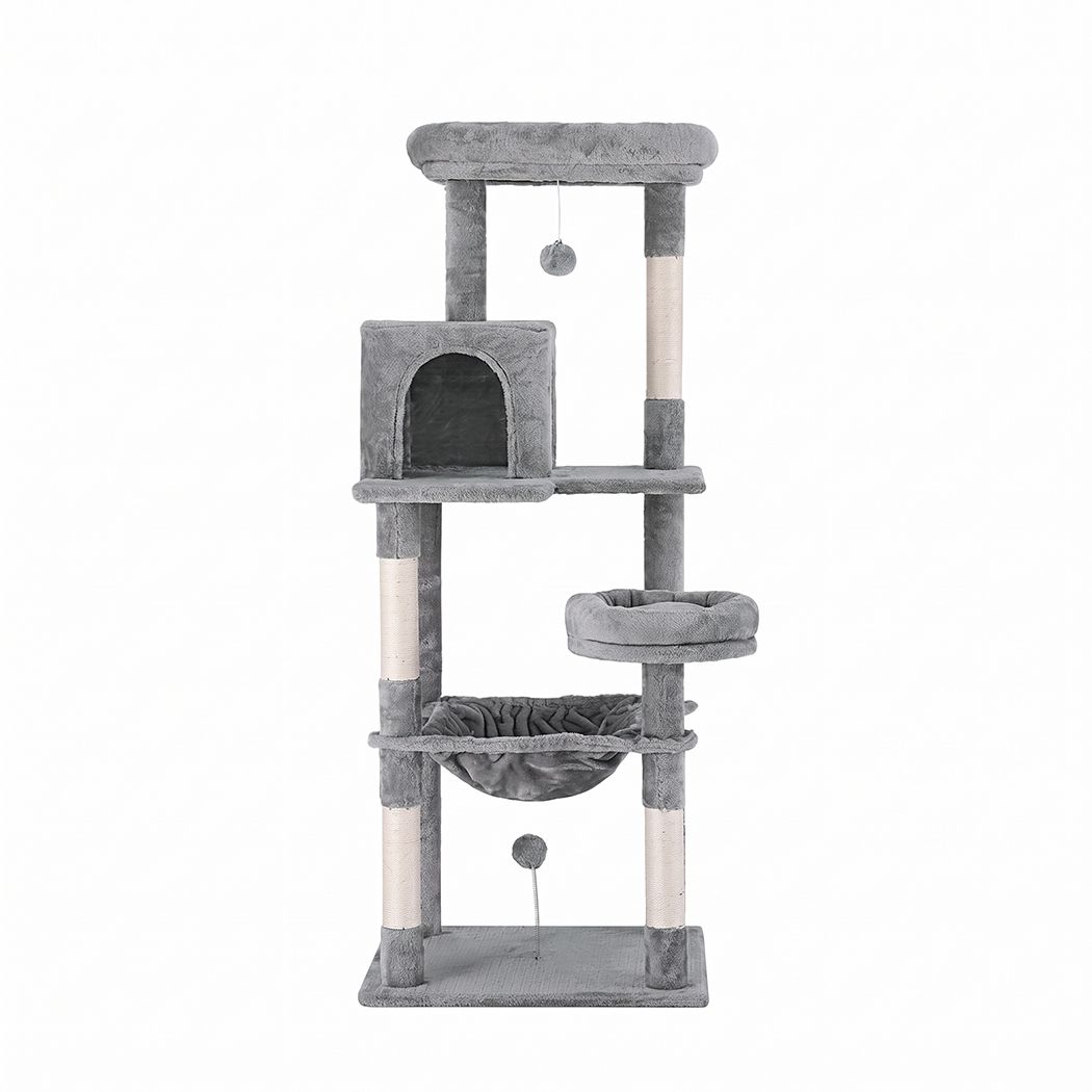 i.Pet Cat Tree 143cm Tower Scratching Post Trees Scratcher Condo House Grey-Pet Care > Cat Supplies > Cat Scratching Posts-PEROZ Accessories