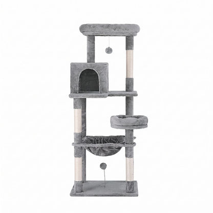 i.Pet Cat Tree 143cm Tower Scratching Post Trees Scratcher Condo House Grey-Pet Care > Cat Supplies > Cat Scratching Posts-PEROZ Accessories