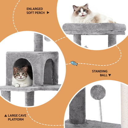 i.Pet Cat Tree 143cm Tower Scratching Post Trees Scratcher Condo House Grey-Pet Care > Cat Supplies > Cat Scratching Posts-PEROZ Accessories