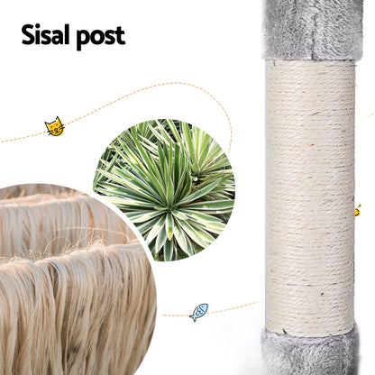 i.Pet Cat Tree 143cm Tower Scratching Post Trees Scratcher Condo House Grey-Pet Care > Cat Supplies > Cat Scratching Posts-PEROZ Accessories