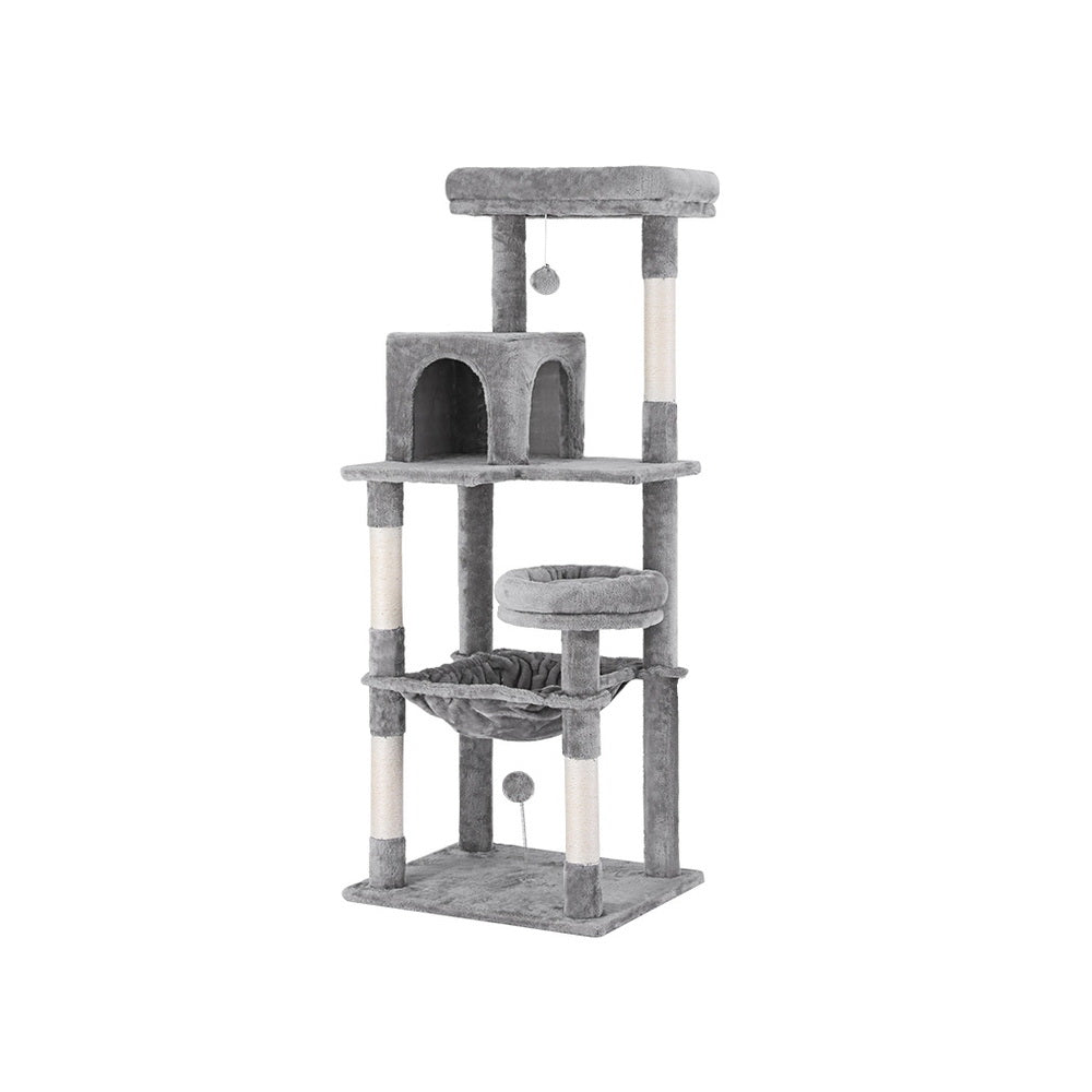 i.Pet Cat Tree Tower Scratching Post Scratcher 143cm Condo House Trees Grey-Pet Care &gt; Cat Supplies &gt; Cat Scratching Posts-PEROZ Accessories