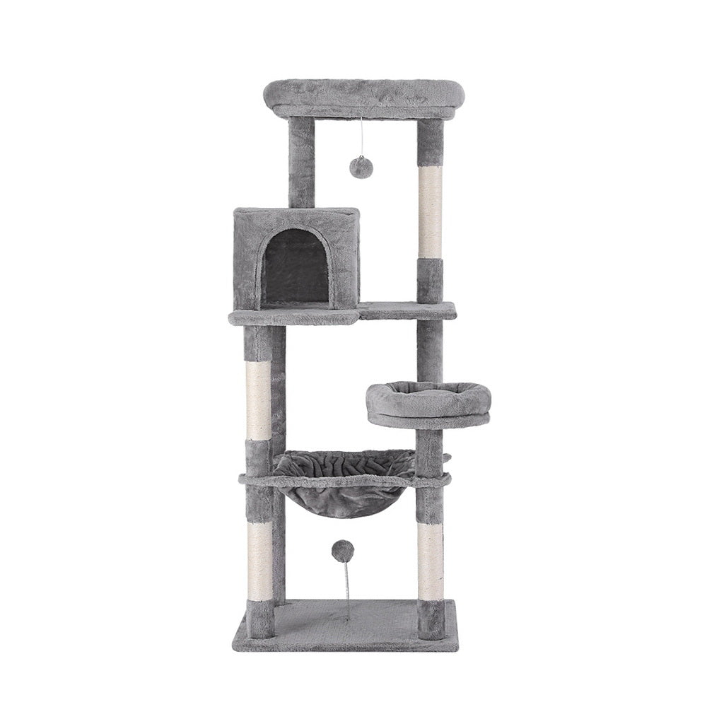 i.Pet Cat Tree Tower Scratching Post Scratcher 143cm Condo House Trees Grey-Pet Care &gt; Cat Supplies &gt; Cat Scratching Posts-PEROZ Accessories