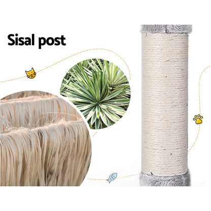 i.Pet Cat Tree Tower Scratching Post Scratcher 143cm Condo House Trees Grey-Pet Care &gt; Cat Supplies &gt; Cat Scratching Posts-PEROZ Accessories