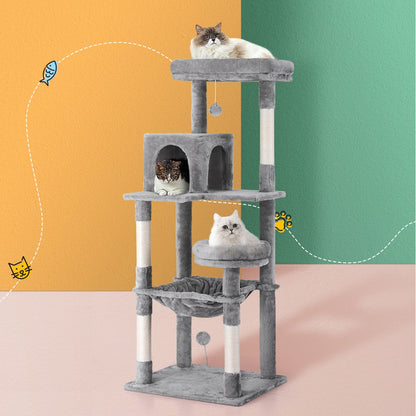 i.Pet Cat Tree Tower Scratching Post Scratcher 143cm Condo House Trees Grey-Pet Care &gt; Cat Supplies &gt; Cat Scratching Posts-PEROZ Accessories