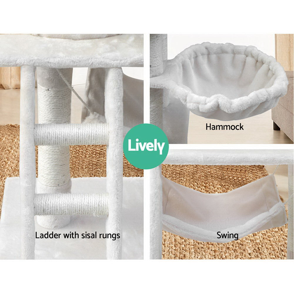 i.Pet Cat Tree 141cm Tower Scratching Post Scratcher Condo Wood House Bed Beige-Cat Trees-PEROZ Accessories