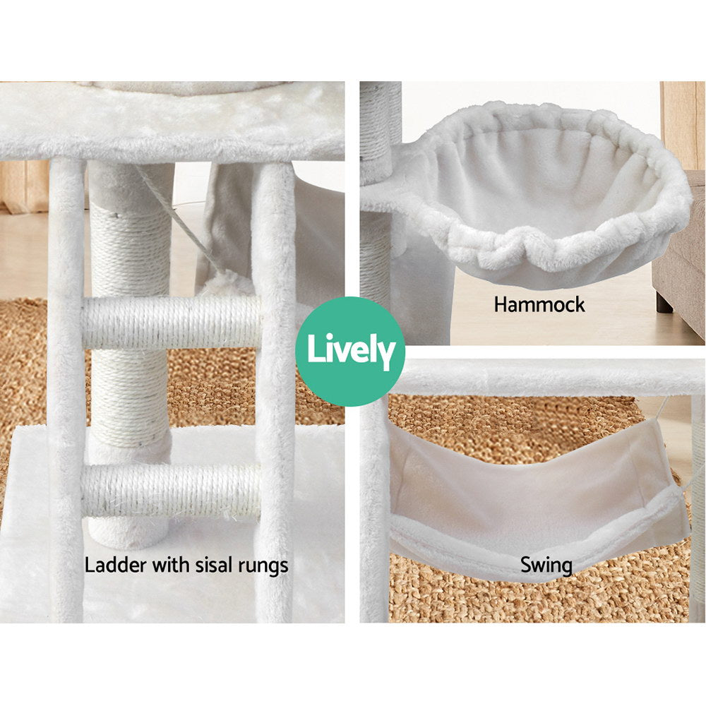 i.Pet Cat Tree 141cm Tower Scratching Post Scratcher Condo Wood House Bed Beige-Cat Trees-PEROZ Accessories
