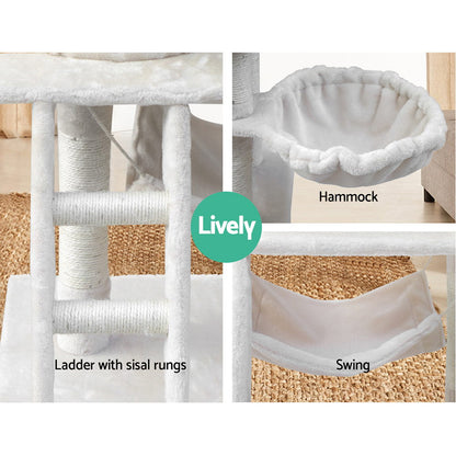 i.Pet Cat Tree 141cm Tower Scratching Post Scratcher Condo Wood House Bed Beige-Cat Trees-PEROZ Accessories