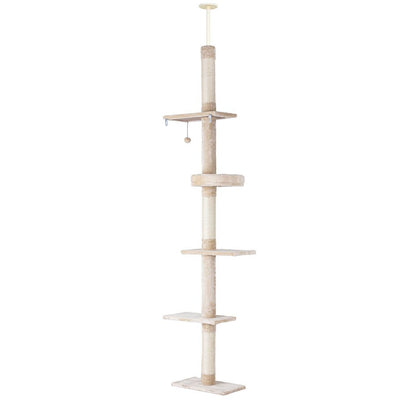 i.Pet Cat Tree 290cm Tower Scratching Cats Post Scratcher Floor to Ceiling Bed-Pet Care > Cat Supplies > Cat Scratching Posts-PEROZ Accessories