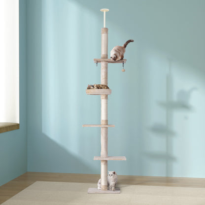 i.Pet Cat Tree 290cm Tower Scratching Cats Post Scratcher Floor to Ceiling Bed-Pet Care &gt; Cat Supplies &gt; Cat Scratching Posts-PEROZ Accessories