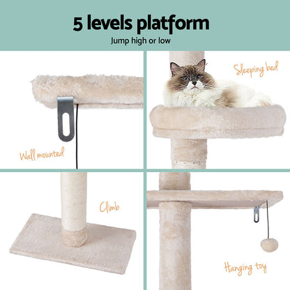 i.Pet Cat Tree 290cm Tower Scratching Cats Post Scratcher Floor to Ceiling Bed-Pet Care &gt; Cat Supplies &gt; Cat Scratching Posts-PEROZ Accessories
