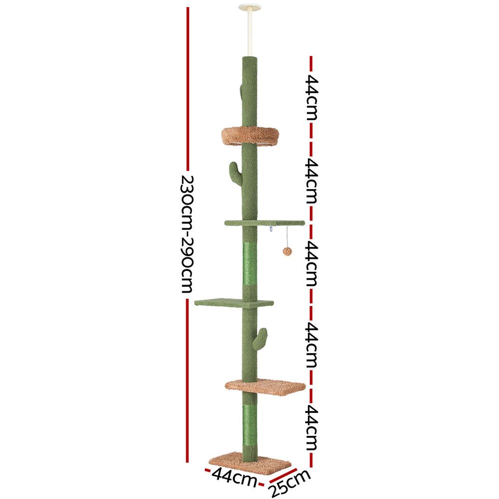 i.Pet Cat Tree Tower Scratching Post Scratcher Floor to Ceiling Cats Bed 290cm-Pet Care > Cat Supplies > Cat Scratching Posts-PEROZ Accessories