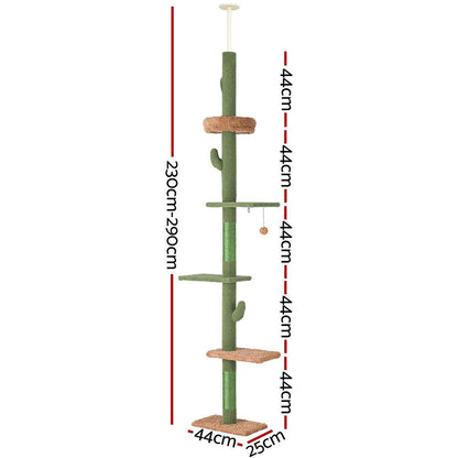 i.Pet Cat Tree Tower Scratching Post Scratcher Floor to Ceiling Cats Bed 290cm-Pet Care > Cat Supplies > Cat Scratching Posts-PEROZ Accessories