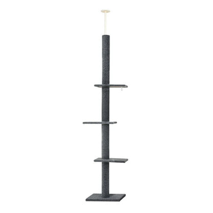 i.Pet Cat Tree 290cm Tower Scratching Post Scratcher Floor to Ceiling Cats Bed Grey-Pet Care > Cat Supplies > Cat Scratching Posts-PEROZ Accessories