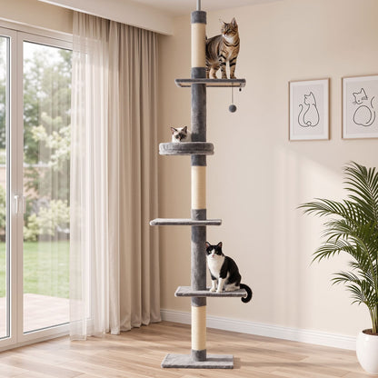 i.Pet Cat Tree 290cm Tower Scratching Post Scratcher Floor to Ceiling Cats Bed-Pet Care > Cat Supplies > Cat Scratching Posts-PEROZ Accessories