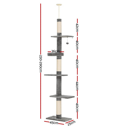 i.Pet Cat Tree 290cm Tower Scratching Post Scratcher Floor to Ceiling Cats Bed-Pet Care &gt; Cat Supplies &gt; Cat Scratching Posts-PEROZ Accessories