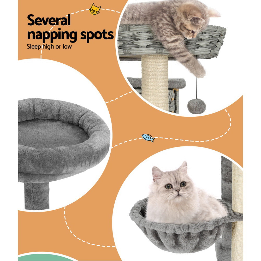 i.Pet Cat Tree 169cm Tower Scratching Post Scratcher Wood Bed Condo House Rattan Ladder-Pet Care &gt; Cat Supplies-PEROZ Accessories