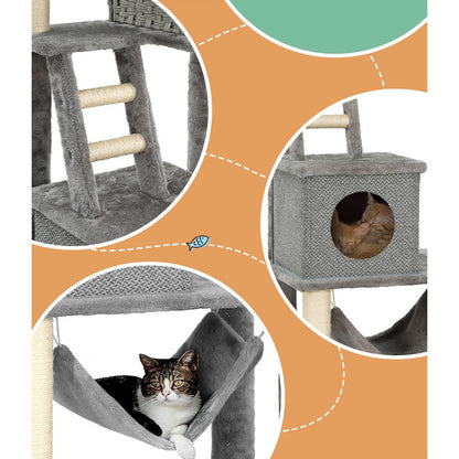 i.Pet Cat Tree 169cm Tower Scratching Post Scratcher Wood Bed Condo House Rattan Ladder-Pet Care &gt; Cat Supplies-PEROZ Accessories