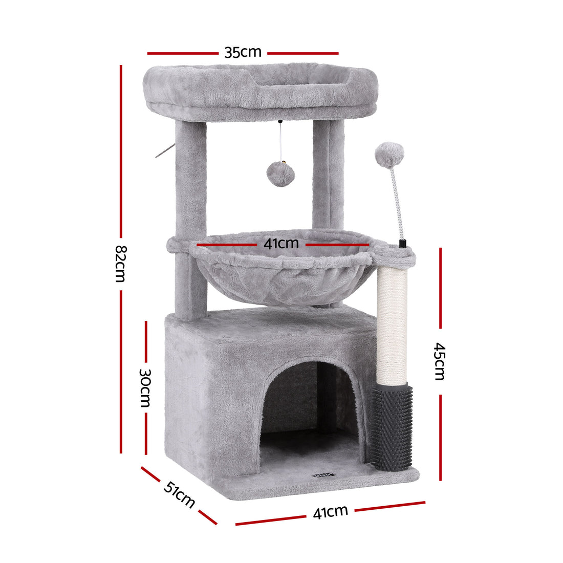 i.Pet Cat Tree Tower 82cm Scratching Post Furniture Scratcher House Light Grey-Pet Care > Cat Supplies > Cat Scratching Posts-PEROZ Accessories