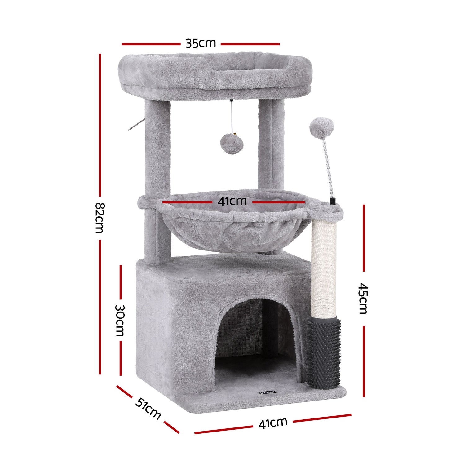 i.Pet Cat Tree Tower 82cm Scratching Post Furniture Scratcher House Light Grey-Pet Care > Cat Supplies > Cat Scratching Posts-PEROZ Accessories