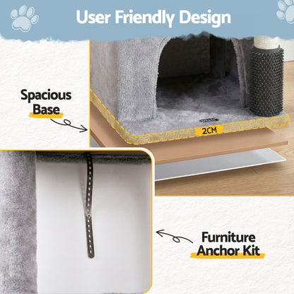i.Pet Cat Tree Tower 82cm Scratching Post Furniture Scratcher House Light Grey-Pet Care > Cat Supplies > Cat Scratching Posts-PEROZ Accessories