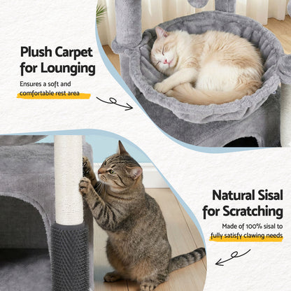 i.Pet Cat Tree Tower 82cm Scratching Post Furniture Scratcher House Light Grey-Pet Care > Cat Supplies > Cat Scratching Posts-PEROZ Accessories