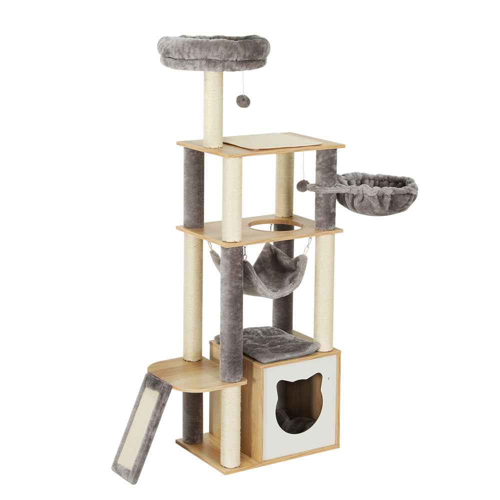 i.Pet Cat Tree 152cm Tower Scratching Post Scratcher Wood Bed Condo Toys House Ladder-Cat Trees-PEROZ Accessories