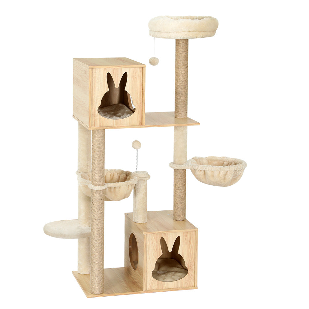 i.Pet Cat Tree 141cm Tower Scratching Post Scratcher Wood Bed Condo Toys House Ladder-Cat Trees-PEROZ Accessories