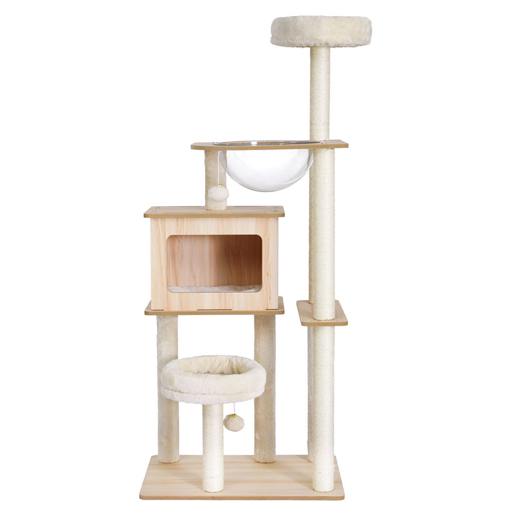 i.Pet Cat Tree Tower Scratching Post Scratcher 142cm Wood Bed Condo House-Pet Care &gt; Cat Supplies &gt; Cat Furniture-PEROZ Accessories
