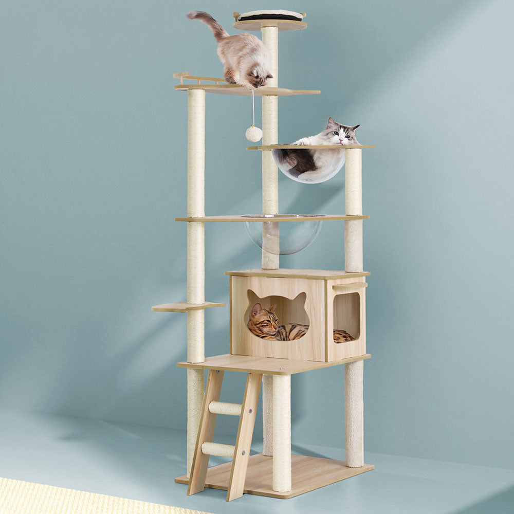 i.Pet Cat Tree Tower Scratching Post Scratcher 174cm Wood Bed Condo House Ladder-Pet Care &gt; Cat Supplies &gt; Cat Scratching Posts-PEROZ Accessories