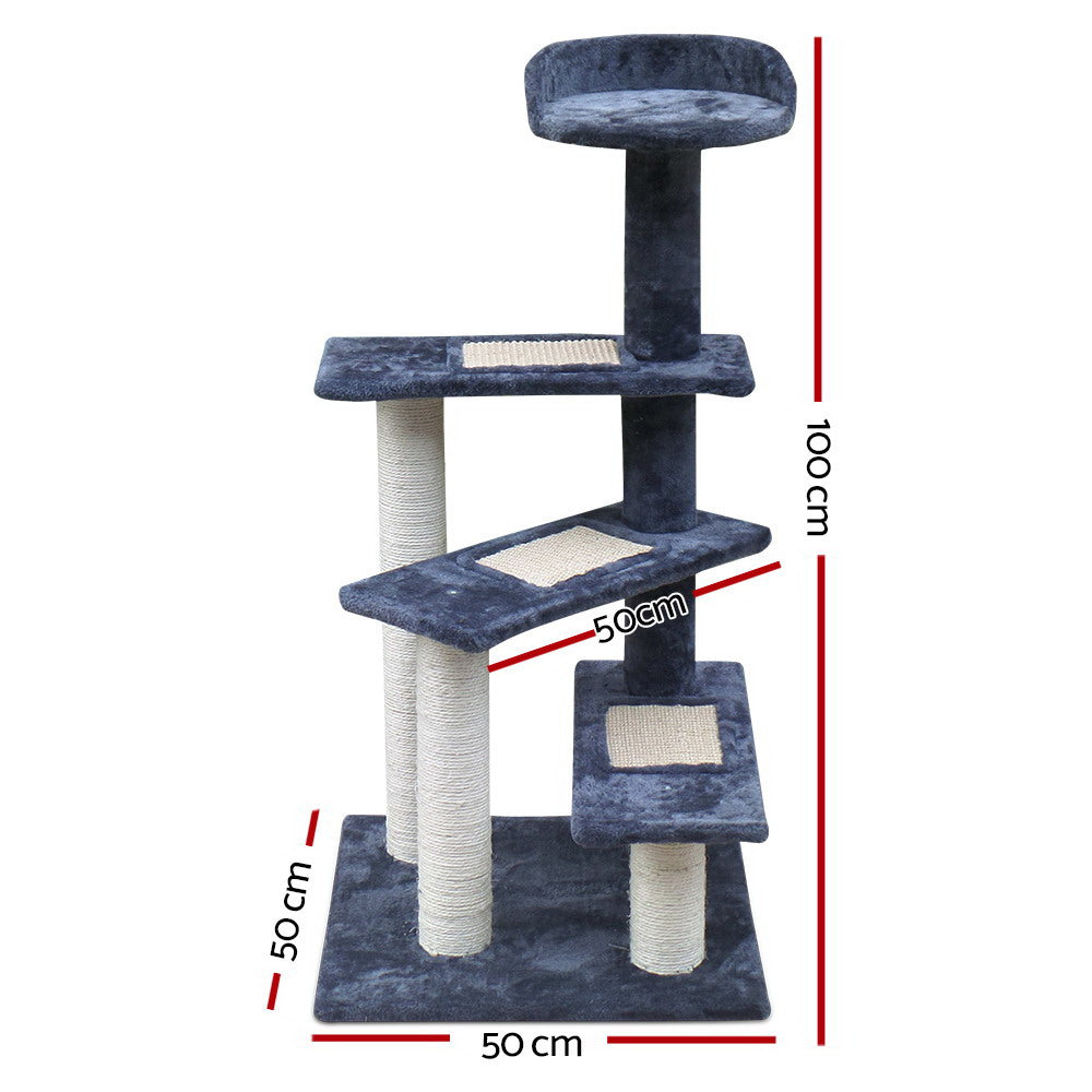 i.Pet Cat Tree 100cm Scratching Post Scratcher Tower Wood Condo House Trees Bed-Cat Trees-PEROZ Accessories