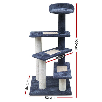 i.Pet Cat Tree 100cm Scratching Post Scratcher Tower Wood Condo House Trees Bed-Cat Trees-PEROZ Accessories