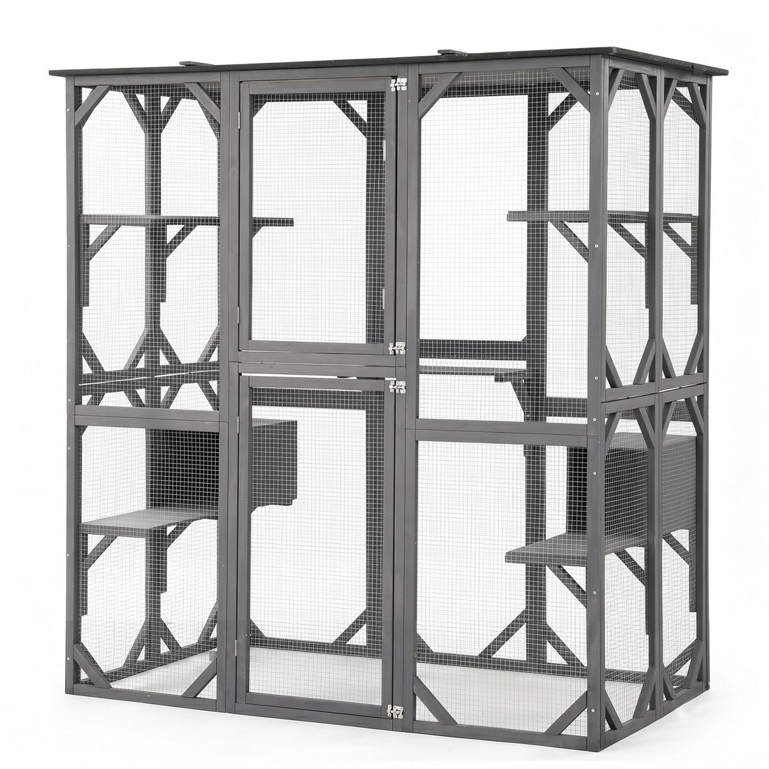 i.Pet Cat House 181cm Outdoor Catio Enclosure Walk-In Large Rabbit Hutch Grey-Pet Care > Cat Supplies > Cat Furniture-PEROZ Accessories