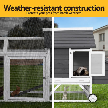 i.Pet Chicken Coop Rabbit Hutch Extra Large Wooden Run Bunny Cage House Outdoor-Pet Care &gt; Coops &amp; Hutches &gt; Small Animal Habitats &amp; Cages-PEROZ Accessories