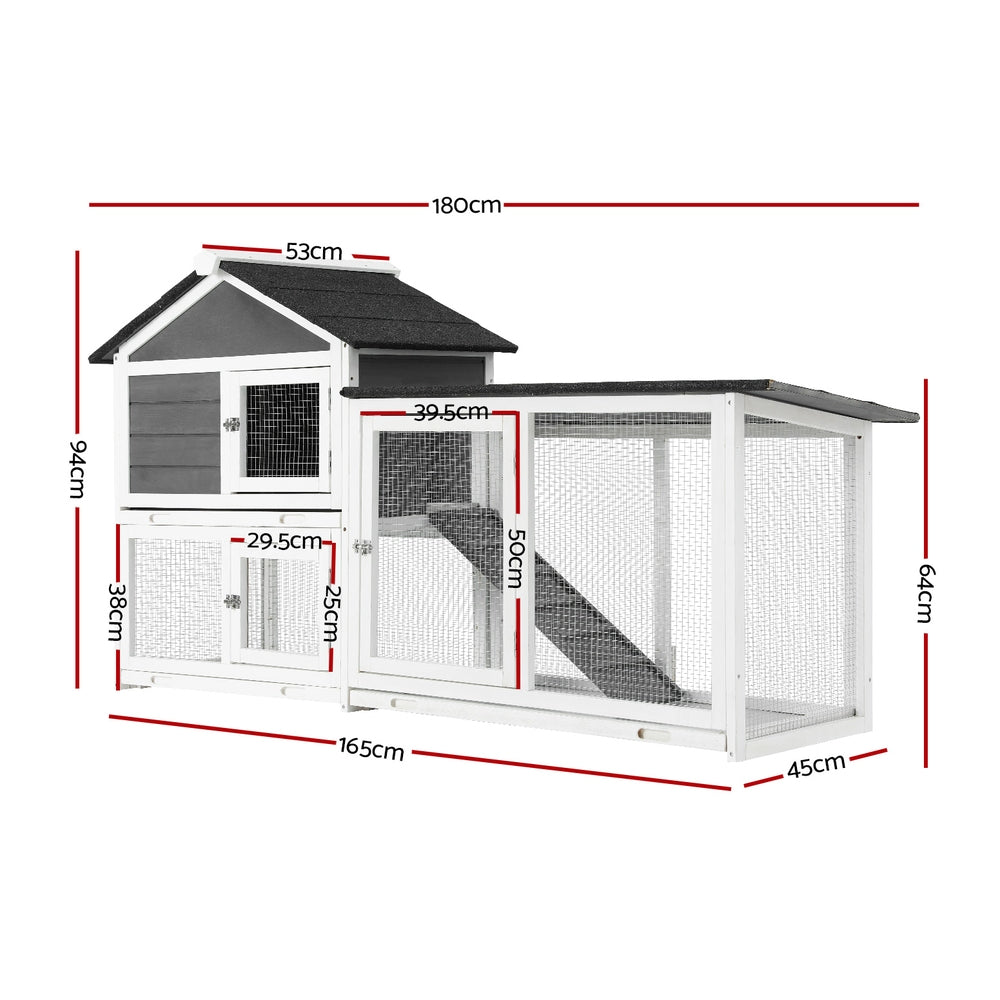 i.Pet Chicken Coop Rabbit Hutch Extra Large Wooden Run Cage House With Run Cage-Pet Care &gt; Coops &amp; Hutches &gt; Small Animal Habitats &amp; Cages-PEROZ Accessories