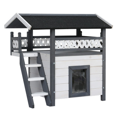 i.Pet Cat House Outdoor Shelter 77cm x 50cm x 73cm Rabbit Hutch Wooden Condo Small Dog Enclosure-Pet Care &gt; Coops &amp; Hutches-PEROZ Accessories