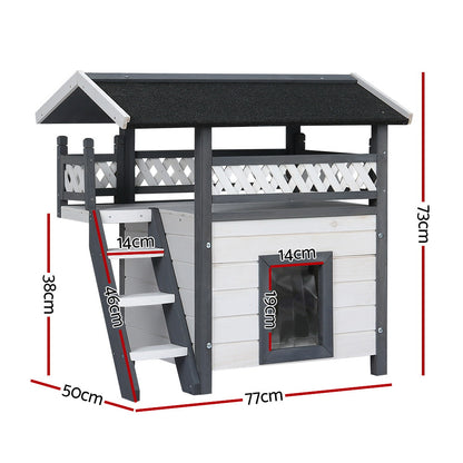 i.Pet Cat House Outdoor Shelter 77cm x 50cm x 73cm Rabbit Hutch Wooden Condo Small Dog Enclosure-Pet Care &gt; Coops &amp; Hutches-PEROZ Accessories