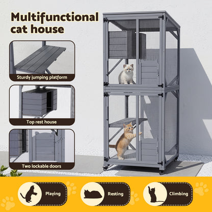 i.Pet Cat House Wooden 180cm Rabbit Hutch Pet Condo Small Dog Enclosure Cage-Pet Care &gt; Cat Supplies &gt; Cat Carriers &amp; Crates-PEROZ Accessories