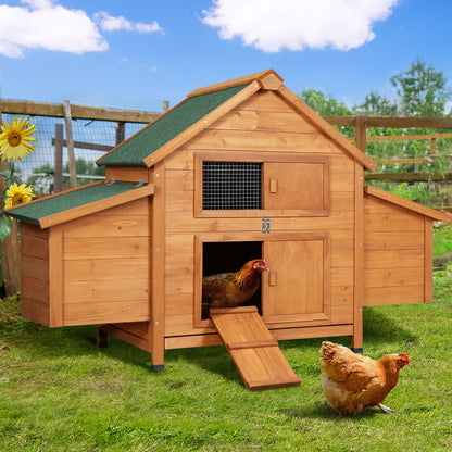 i.Pet Chicken Coop Rabbit Hutch 150cm x 68cm x 96cm Large Chicken Coop House Run Cage Wooden-Pet Care &gt; Coops &amp; Hutches-PEROZ Accessories