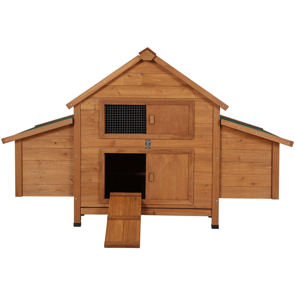 i.Pet Chicken Coop Rabbit Hutch 150cm x 68cm x 96cm Large Chicken Coop House Run Cage Wooden-Pet Care &gt; Coops &amp; Hutches-PEROZ Accessories