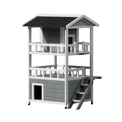 i.Pet Outdoor Cat House Shelter 72cm x 72cm x 127cm Rabbit Hutch Wooden Condo Small Outdoor Cat House-Pet Care &gt; Coops &amp; Hutches &gt; Small Animal Habitats &amp; Cages-PEROZ Accessories