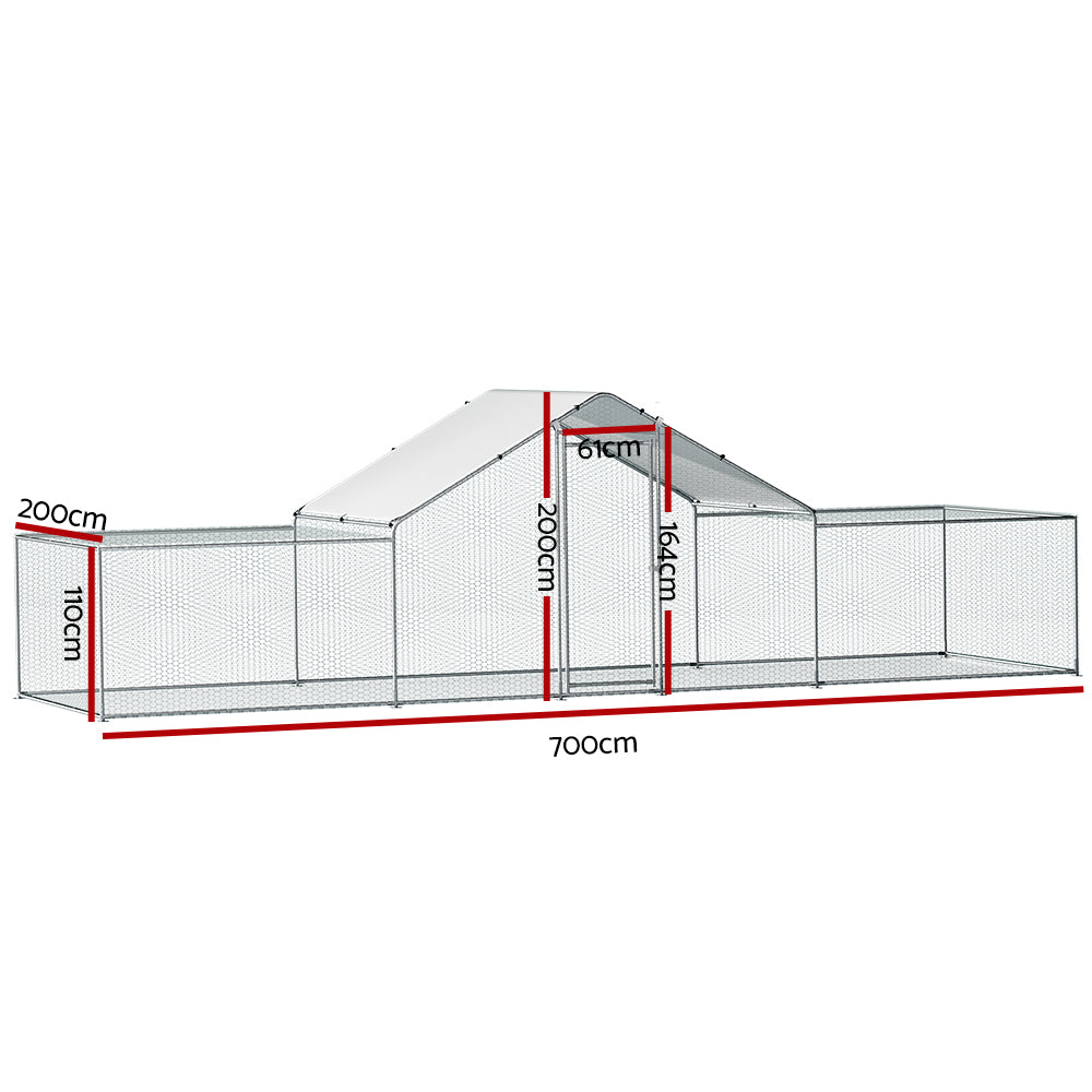 i.Pet Chicken Coop Cage Run Rabbit Hutch Large Walk In Hen House Cover 7mx2mx2m-Pet Care &gt; Coops &amp; Hutches &gt; Small Animal Habitats &amp; Cages-PEROZ Accessories