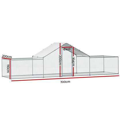 i.Pet Chicken Coop Cage Run Rabbit Hutch Large Walk In Hen House Cover 7mx2mx2m-Pet Care &gt; Coops &amp; Hutches &gt; Small Animal Habitats &amp; Cages-PEROZ Accessories