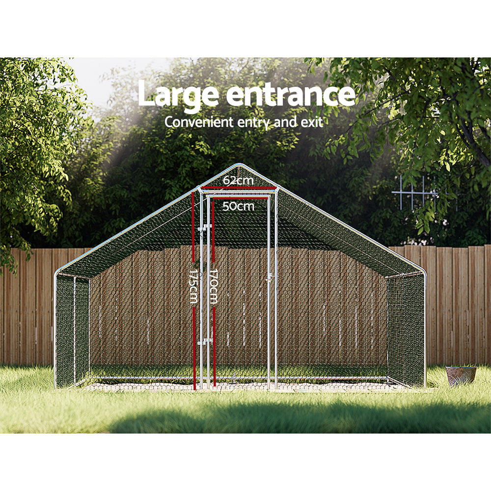 i.Pet Chicken Coop Cage 3x4x2m Galvanised Steel-Pet Care &gt; Coops &amp; Hutches &gt; Coop &amp; Hutch Accessories-PEROZ Accessories