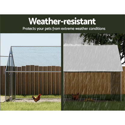 i.Pet Chicken Coop Cage 3x4x2m Galvanised Steel-Pet Care &gt; Coops &amp; Hutches &gt; Coop &amp; Hutch Accessories-PEROZ Accessories