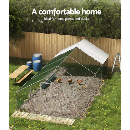i.Pet Chicken Coop Cage 3x8x2m Galvanised Steel-Pet Care &gt; Coops &amp; Hutches &gt; Coop &amp; Hutch Accessories-PEROZ Accessories