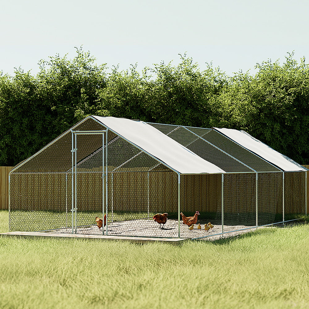 i.Pet Chicken Coop Cage 3x8x2m Galvanised Steel-Pet Care &gt; Coops &amp; Hutches &gt; Coop &amp; Hutch Accessories-PEROZ Accessories