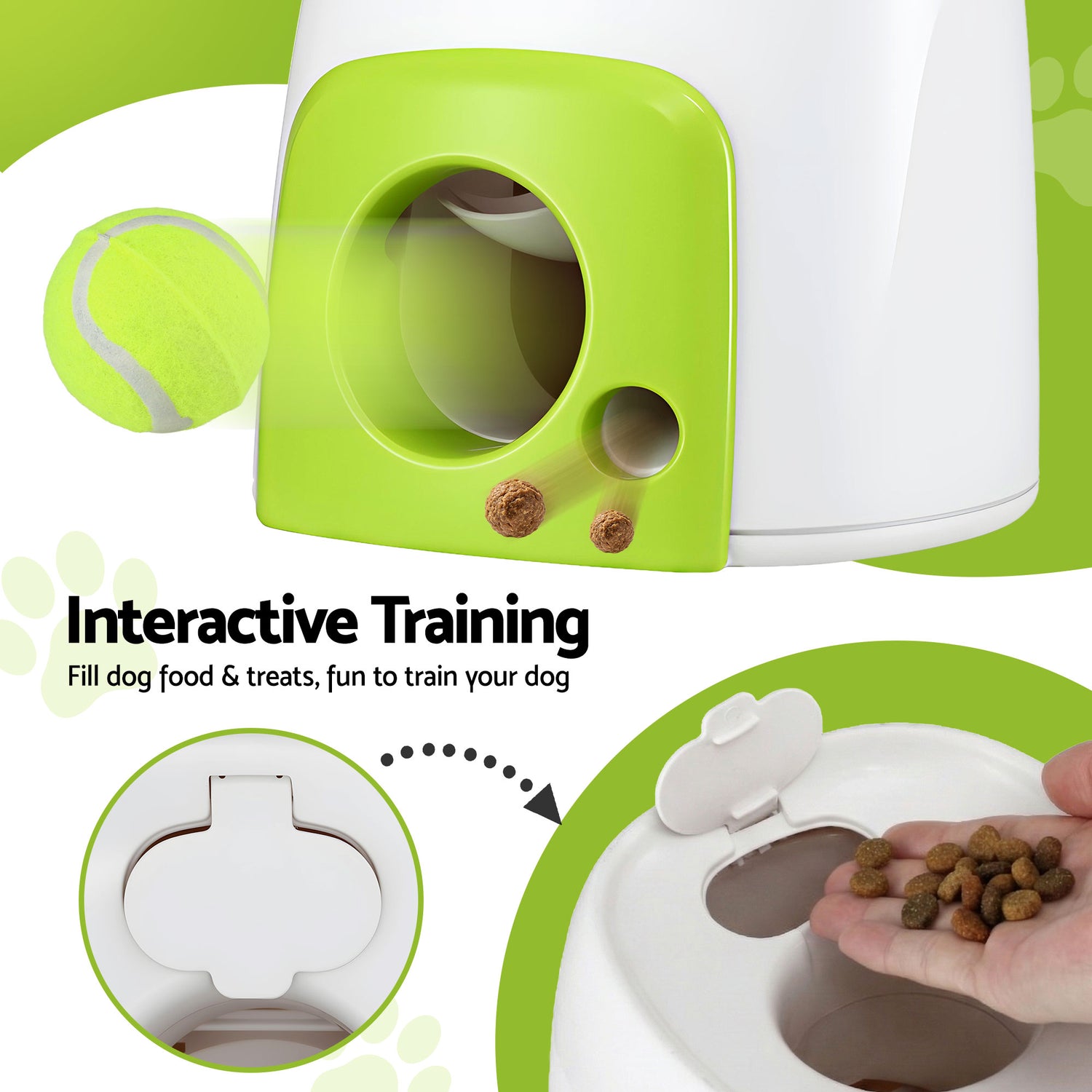 i.Pet 2-in-1 Dog Ball Launcher &amp; Treat Dispenser with 2 Balls Green-Pet Care > Toys > Dog Toys-PEROZ Accessories