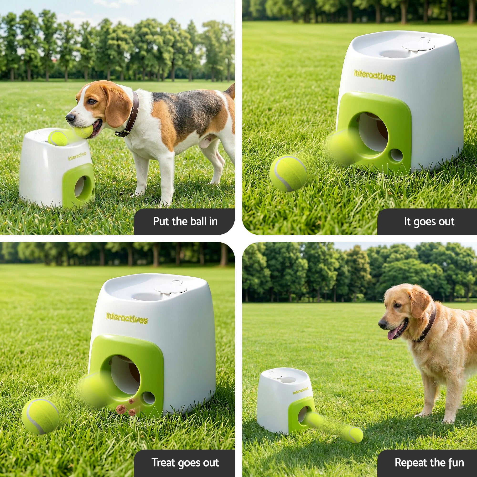 i.Pet 2-in-1 Dog Ball Launcher &amp; Treat Dispenser with 2 Balls Green-Pet Care > Toys > Dog Toys-PEROZ Accessories