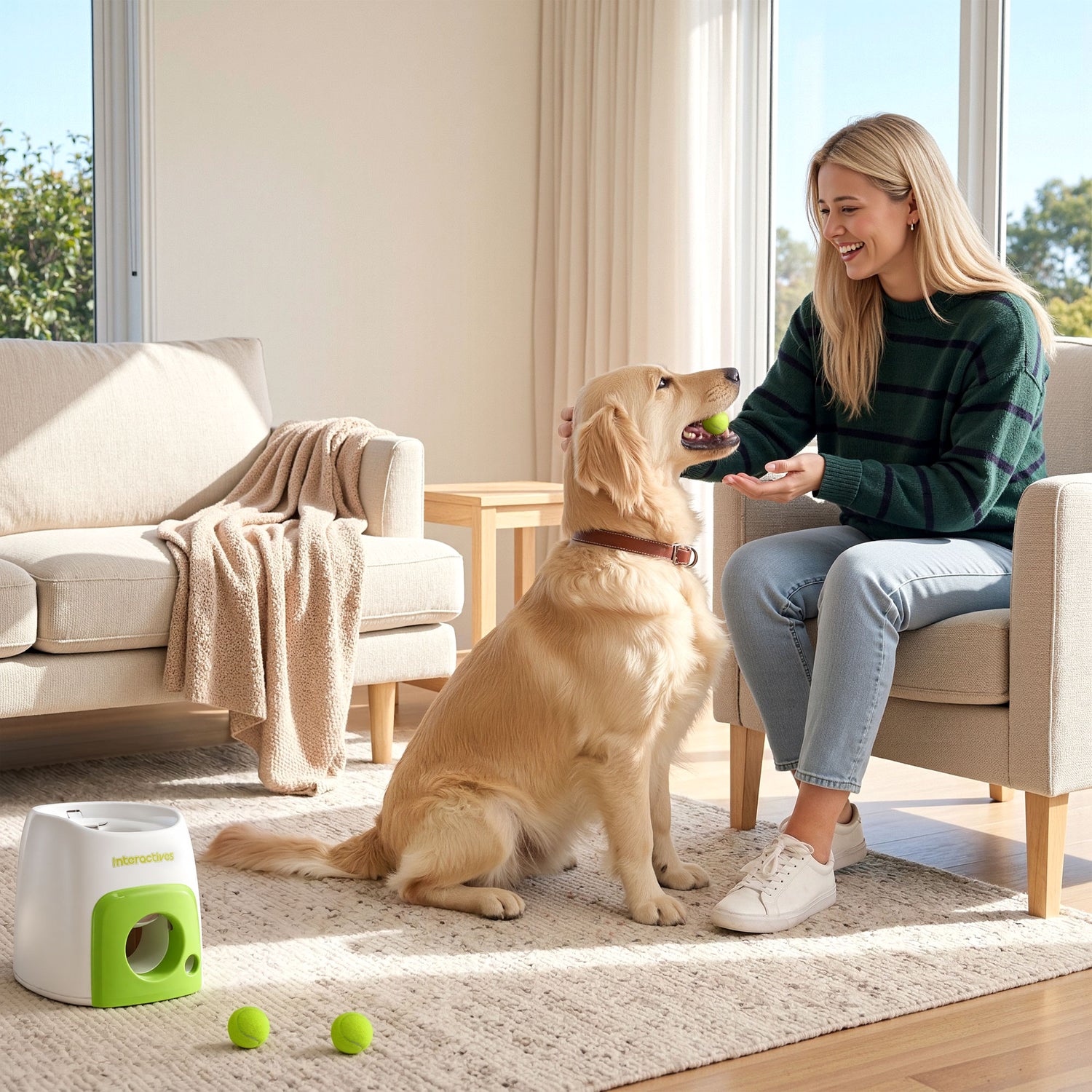 i.Pet 2-in-1 Dog Ball Launcher &amp; Treat Dispenser with 2 Balls Green-Pet Care > Toys > Dog Toys-PEROZ Accessories